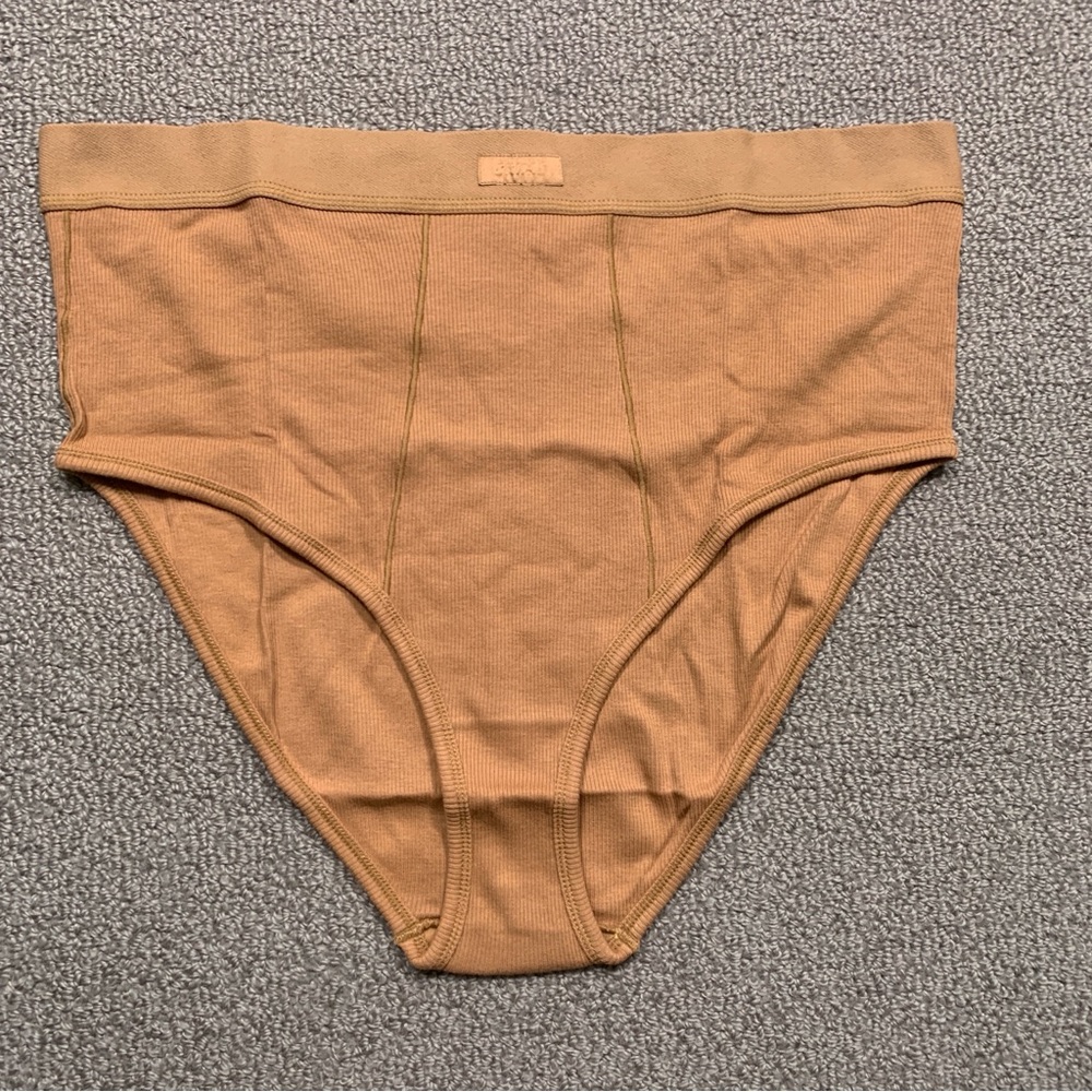 Skims Cotton Rib Brief 3X Brown Camel Stretch Shapewear PNHWB0041 New wi…